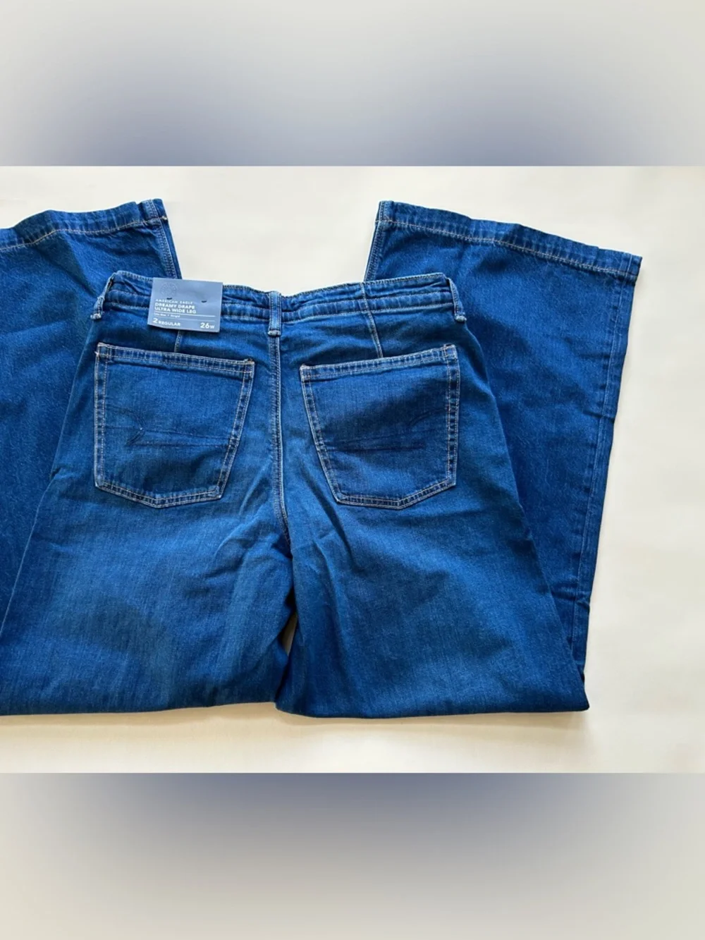 NEW American Eagle Outfitters Relaxed Wide-Leg Drawstring Jeans - Blue size 2 - Picture 7 of 7